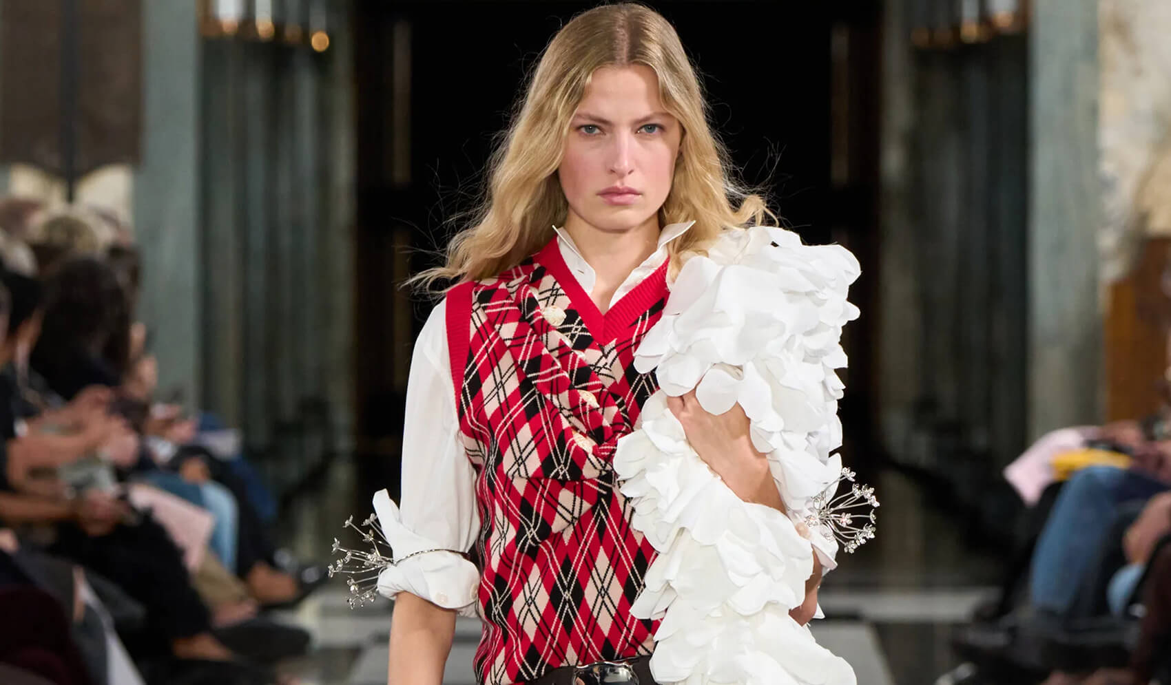 Model on the London Fashion Week catwalk