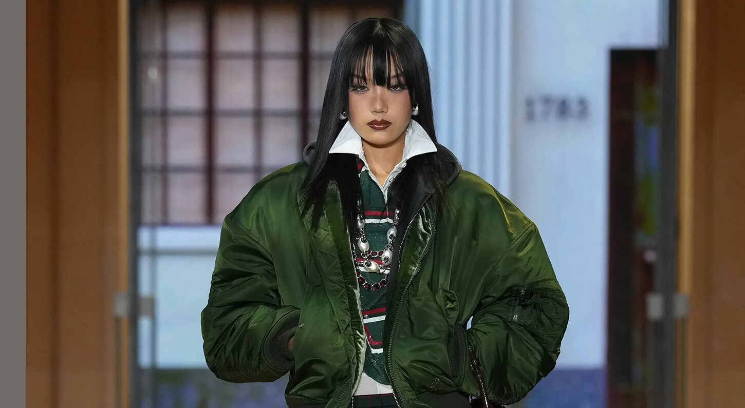 Model on the Milan Fashion Week catwalk