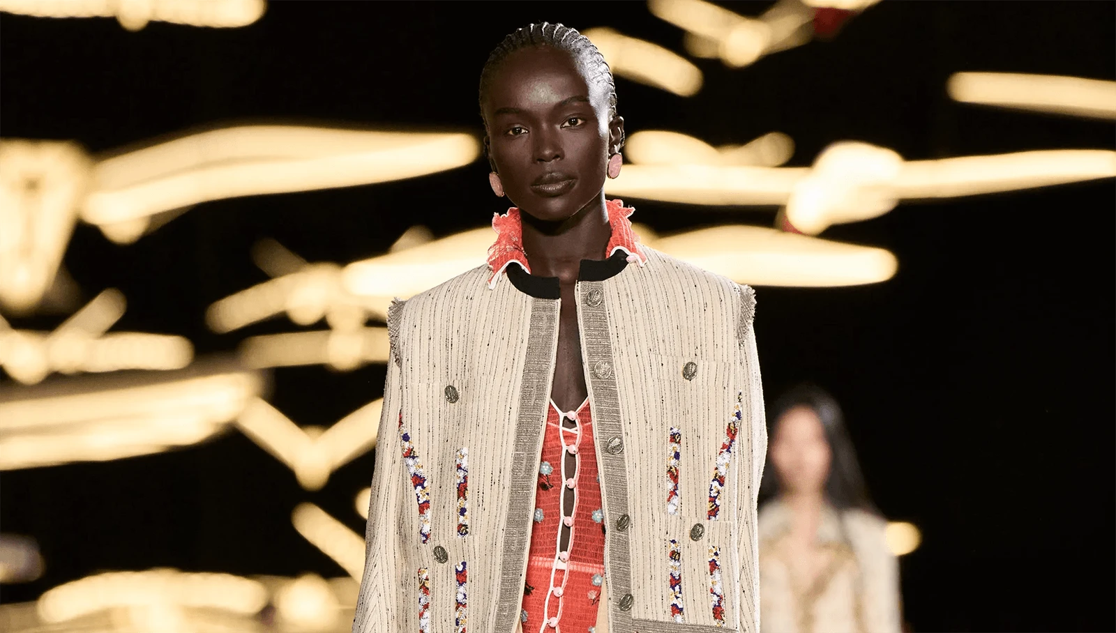 Model on the Paris Fashion Week catwalk